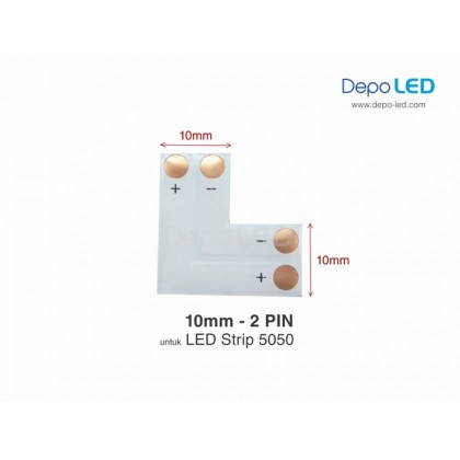 5050 LED Strip Connector PCB Bentuk L | 10mm 2 PIN