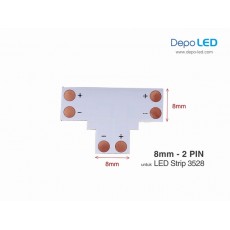 3528 LED Strip Connector PCB T Cabang Tiga | 8mm 2 PIN